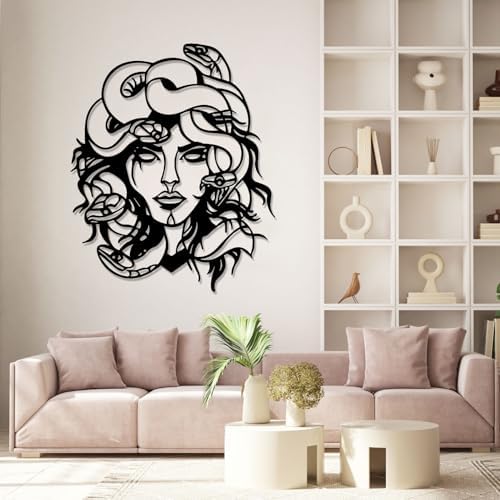Medusa Head Metal Wall Art Black 28x33 Inches