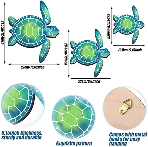 Bucherry Blue Green Wooden Sea Turtle Wall Decor