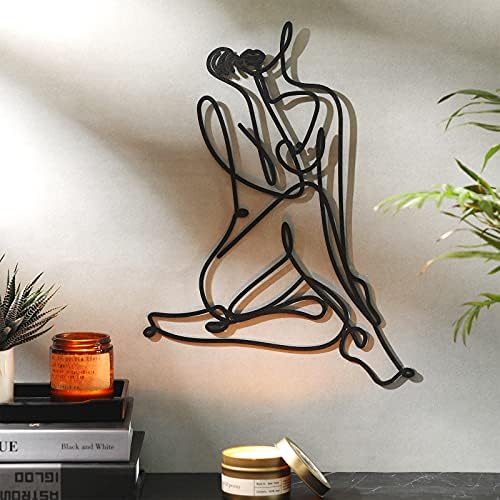 LEIFIDE Metal Wall Art - Abstract Female Wire Decor 138 x 118 Inch Black