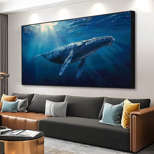 Humpback Whale Canvas Wall Art with Gold Frame