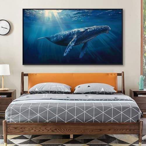 Humpback Whale Canvas Wall Art with Gold Frame