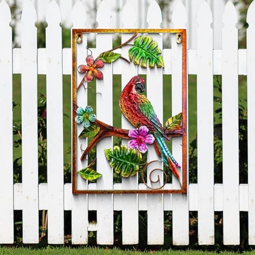 J-Fly Large Metal Wall Art Parrot Tropical Decor