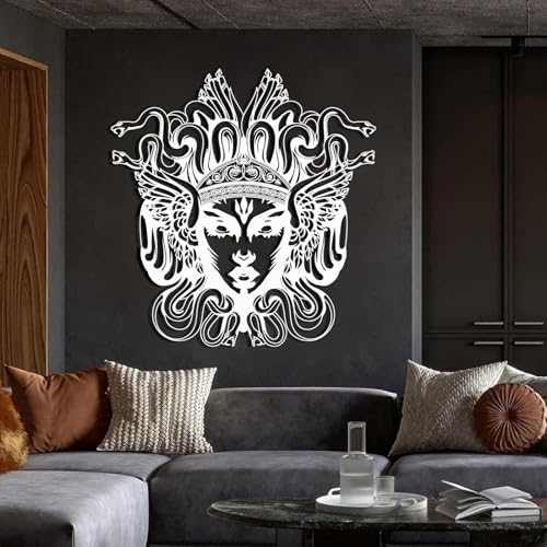 Medusa Metal Wall Art 23x24 Inch Black