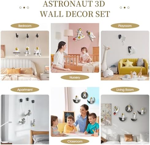 Astronaut 3D Wall Art Set of 5 Space Decor Sculptures