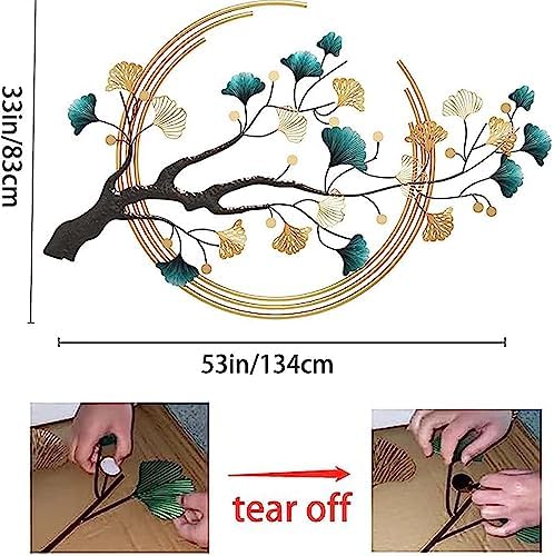 Futyli 53 Inch Ginkgo Leaf Metal Wall Art Sculpture