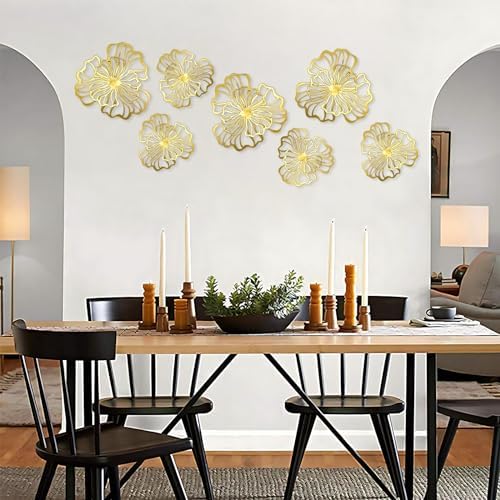 7 Piece Gold Metal Wall Decor Art Set for Home Office Living Room Bedroom Kitchen