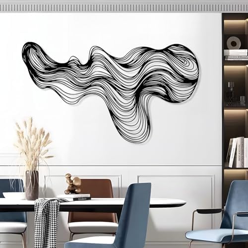 Abstract Lines Metal Art Wall Decor 24x13 Inch