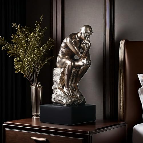FUNSXBUG 114 Inch Resin Thinker Statue with Black Base