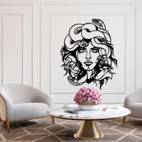 Medusa Head Metal Wall Art Black 28x33 Inches