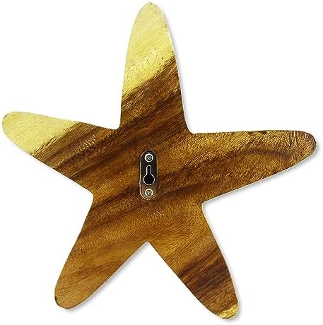 RoRo Handcarved Wooden Starfish Wall Hanging 12 Inch Natural Brown