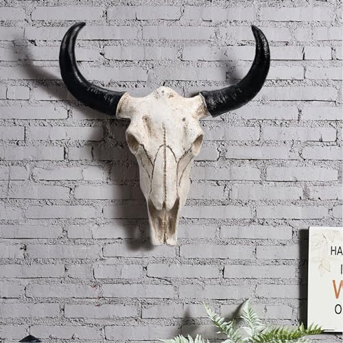 SEWACC Skull Wall Decor Long Horn Cow Skull Wall Hanging Ornament for Home