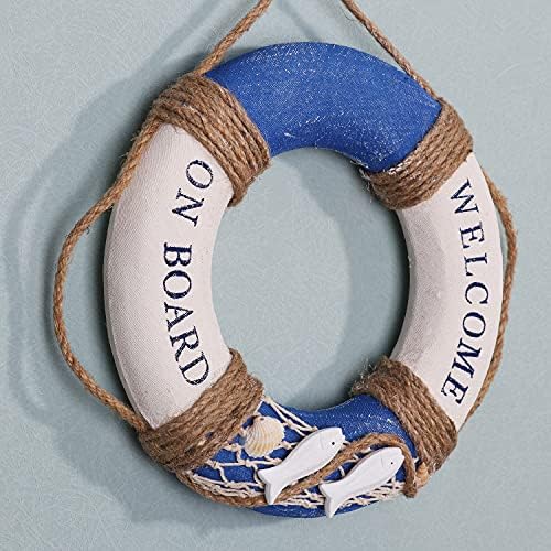 2 Pack 13 Inch Nautical Wooden Ship Wheel and Anchor with Rope Wall Art Decor