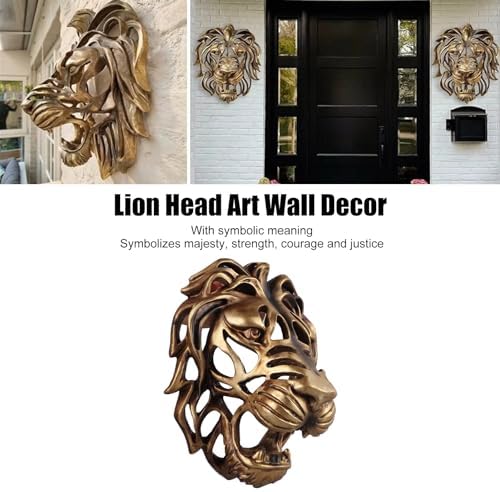 PerGar Gold Lion Head Wall Decor Sculpture