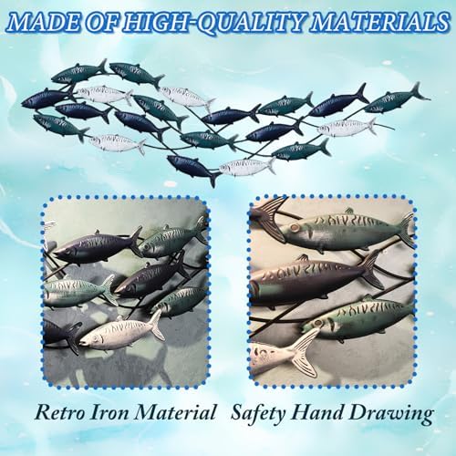 Coastal Metal Fish Wall Decor 59 x 165 Large Nautical Art Sculpture