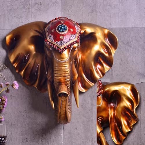 Artificial Resin Elephant Head Wall Sculpture 3D Large Faux Taxidermy Wall Decor