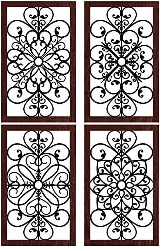 4 Pieces Rustic Wall Decor Modern Farmhouse Wooden Hollow Carved Wall Art for Living Room Bedroom Hallway Office Kitchen