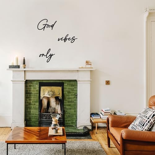 Good Vibes Only Sign Black Metal Wall Art - Minimalist Decor for Home and Office