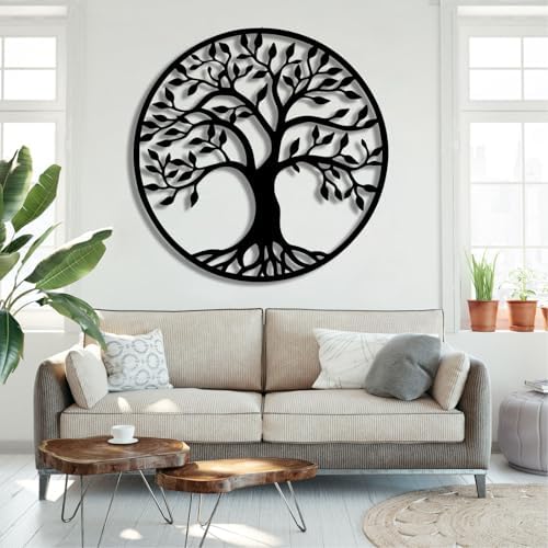 CarvingArt Tree of Life Wall Art 31x31 Black Modern Style