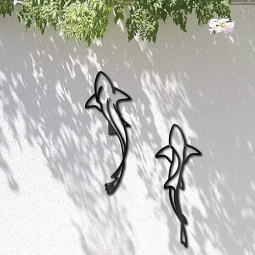 CREATCABIN Modern Black Metal Fish Wall Art