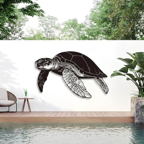 Black Metal Turtle Wall Art 35x23 Inches