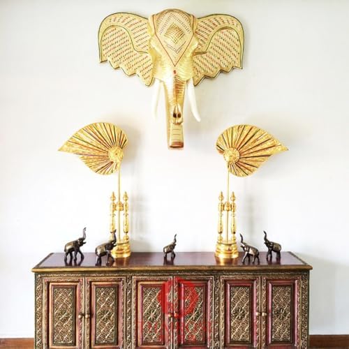 POPGRAT 16 Inch Gold Elephant Head Wall Decor