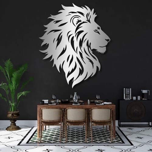 Lion Head Wall Art Sculpture - 120x101cm Modern Decor