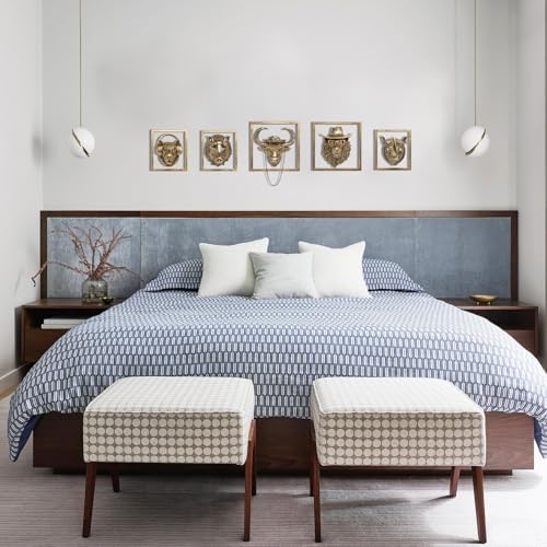 JJALIGHTS Resin Animal Head Wall Sculpture - Imitation Copper Vintage Decor for Living Room Bedroom Office