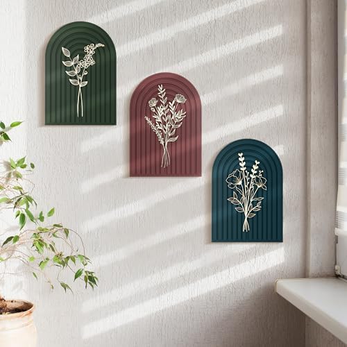 Heiple 3D Boho Floral Wall Decor Set Of 3