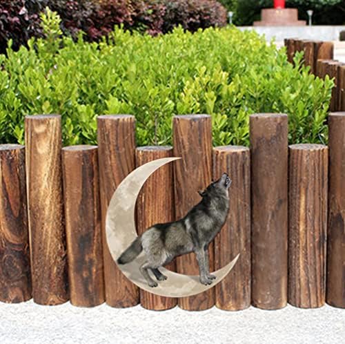 Metal Moon Wolf Wall Decor Durable Iron Art Sculpture for Indoor and Outdoor