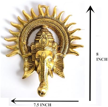 8 Inch Brass Wall Hanging Ganesha Statue