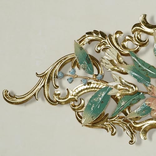 Abylissa Floral Metal Wall Art Shimmering Gold Leaf Detailing Pastel-Hued Alcohol Ink Finish
