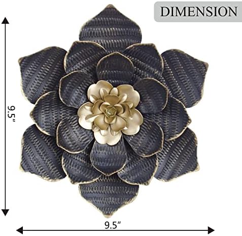Decointo 95 Inch Black Metal Wall Flowers Sculptures
