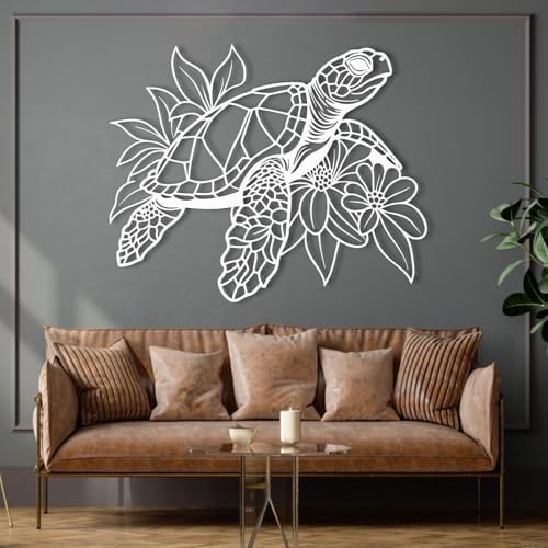 Silver Sea Turtle Wall Sculpture 47x38cm