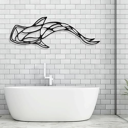 Cadeali Metal Fish Wall Art 46x15 Black