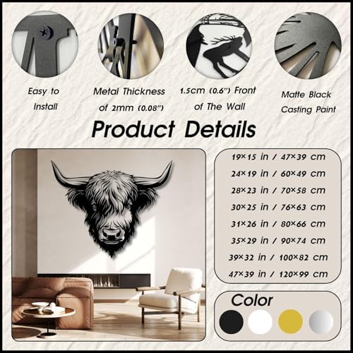 Cow Head Iron Wall Art Decoration 30x25 in