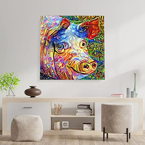 Funny Blue-Eyed Pig Canvas Wall Art Modern Farmhouse Decor