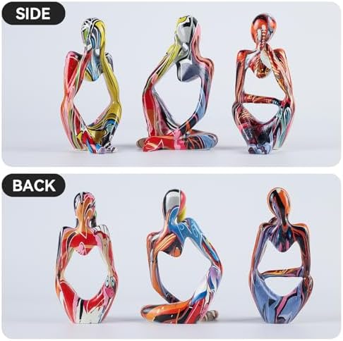 BrownLove 3pcs Abstract Human Body Art Statue Modern Resin Decor for Home Office Shelf Bookcase