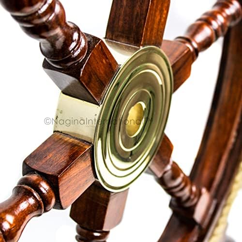 Nagina International 42 Inch Nautical Ship Wheel Wall Sculpture