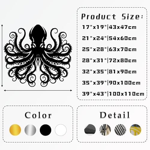 LARNT Metal Octopus Wall Art 21x24 Black