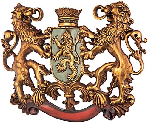 Design Toscano Heraldic Royal Lions Coat of Arms Wall Sculpture 30 Inch