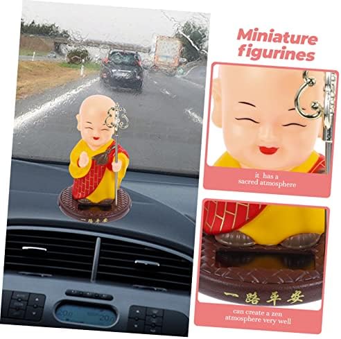 GLEAVI Shaking Head Monk Statue Figurine Zen Decor Car Ornament
