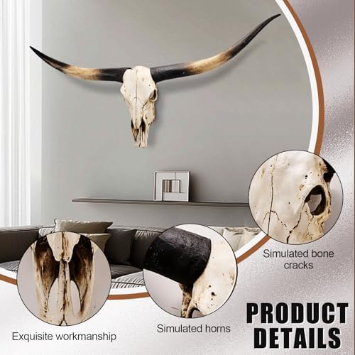 Ysjndasm 71 Inch Large Longhorn Cow Skull Wall Decor