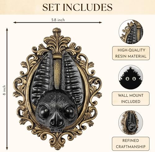 97 Decor Black Gold Bat Wall Sculpture - Gothic Halloween Decor