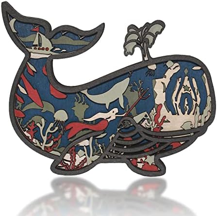 3D Wooden Whale Wall Sculpture Home Decor Art Craft