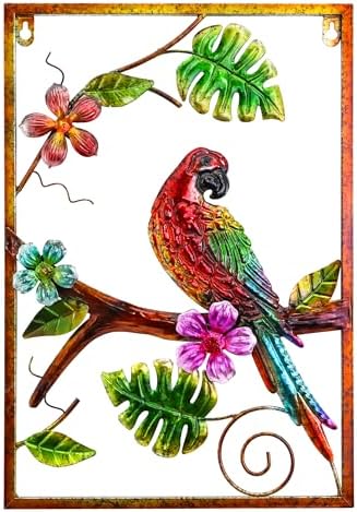 J-Fly Large Metal Wall Art Parrot Tropical Decor