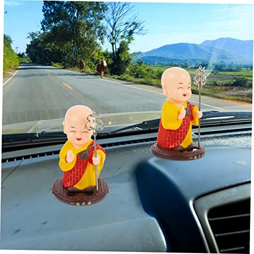 GLEAVI Shaking Head Monk Statue Figurine Zen Decor Car Ornament