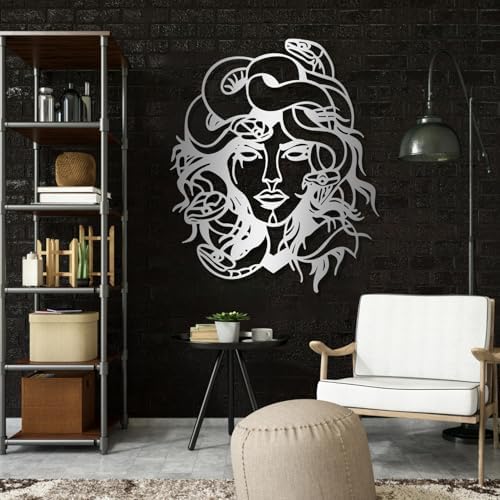 Medusa Head Metal Wall Art Black 28x33 Inches
