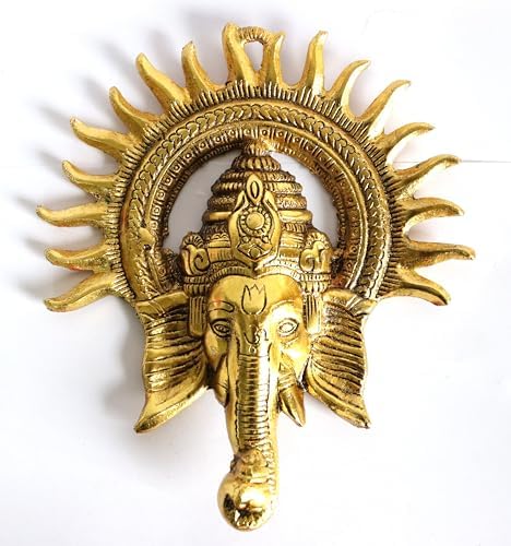 8 Inch Brass Wall Hanging Ganesha Statue