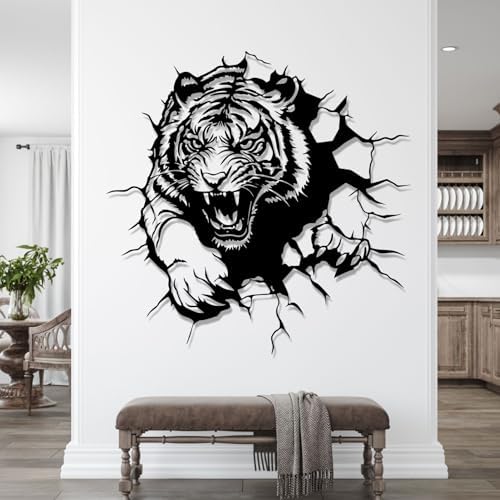 Tiger Metal Wall Art Large Tiger Head Decor 24x24 Inch