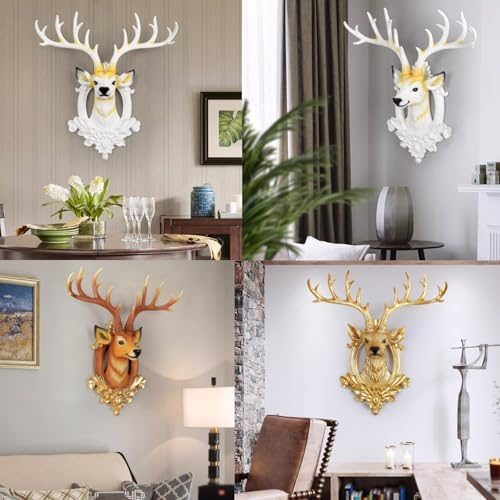 Handcrafted Resin Deer Head Wall Sculpture with Detachable Antlers